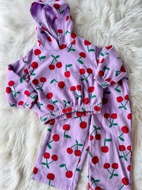 Old Navy Lilac Hoodie & Pants Set with Cherry Print